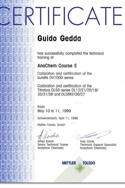 Corso AnaChem E - Certificazione Burette e Titolatori Mettler - 1999-g
