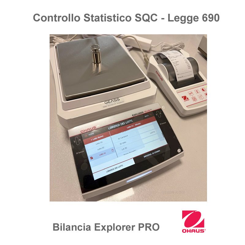 Controllo statistico SQC per prodotti preconfezionati con Bilancia di precisione Ohaus Explorer PRO. Legge 690